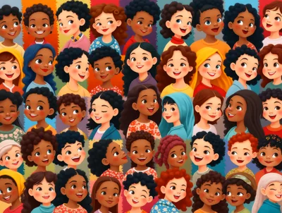 Diverse Group Of Cartoon Style Portraits