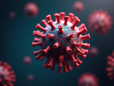 3D Render Of A Coronavirus Viral Particle