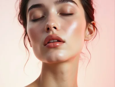 Close Up Portrait Of A Woman With Glowing Skin