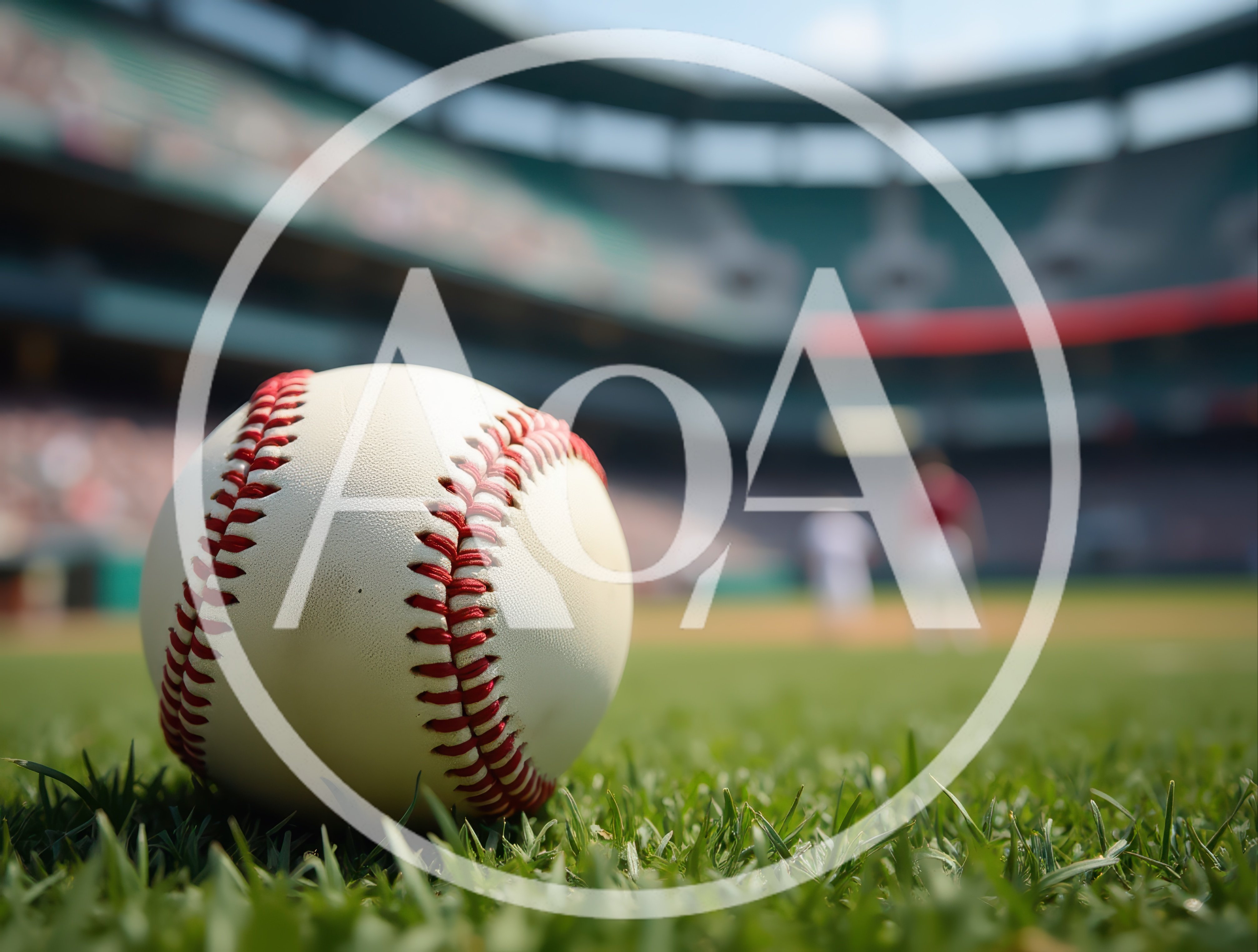 Baseball Resting On The Grass Of A Stadium Field