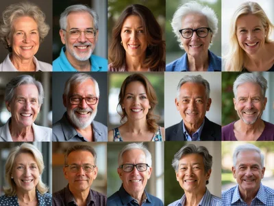 Diverse Group Of Smiling Senior Adults Portraits