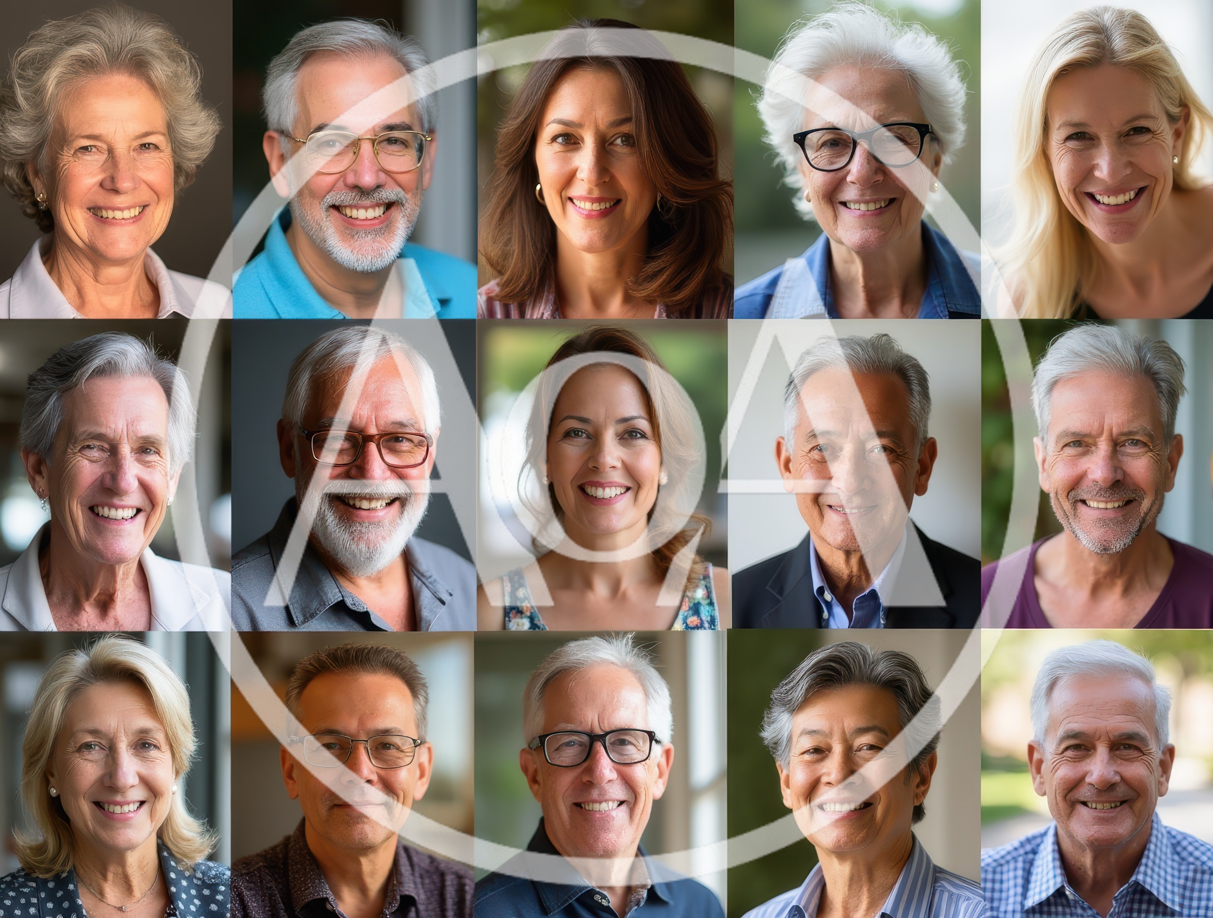 Diverse Group Of Smiling Senior Adults Portraits