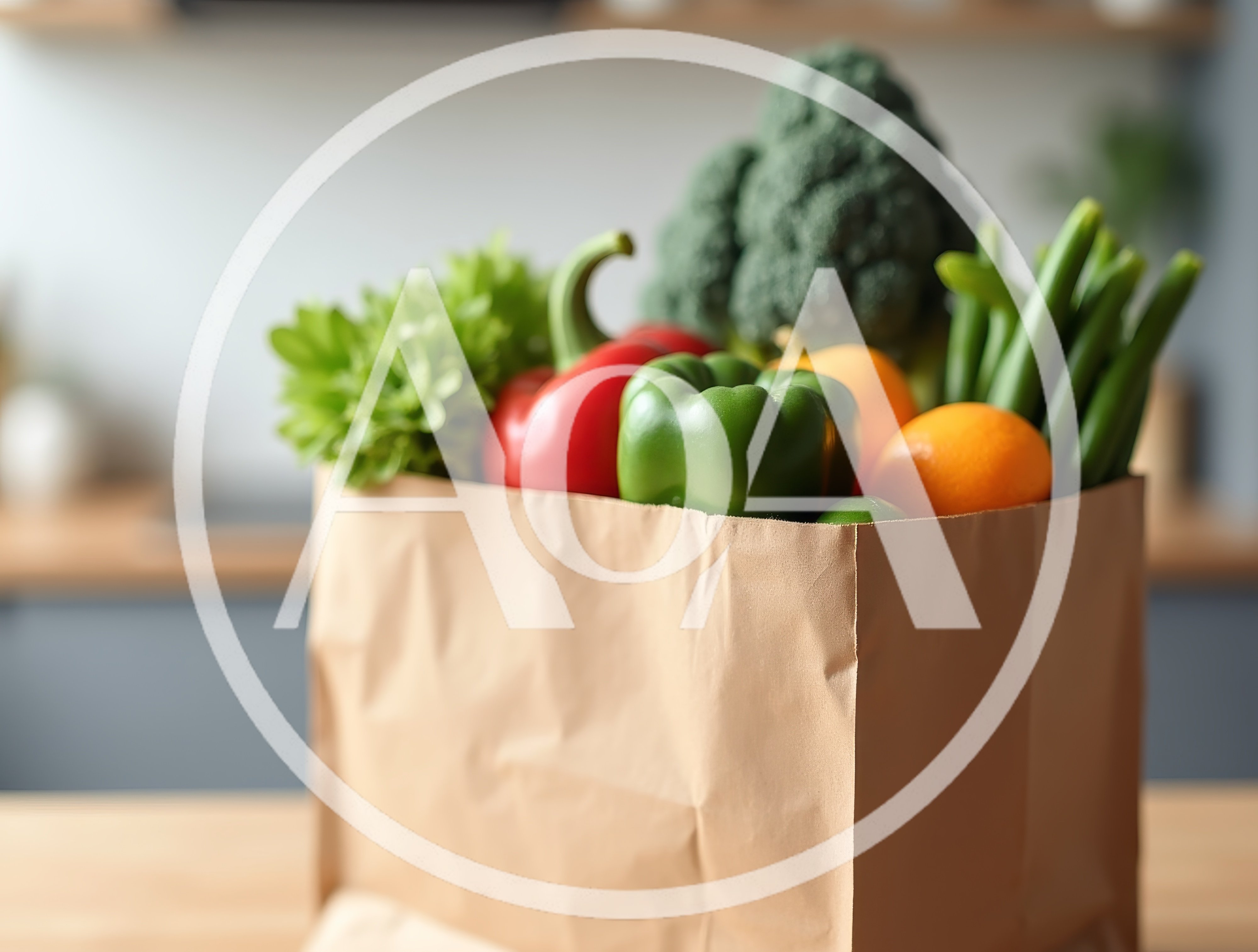 Paper Grocery Bag Filled With Fresh Vegetables And Fruit