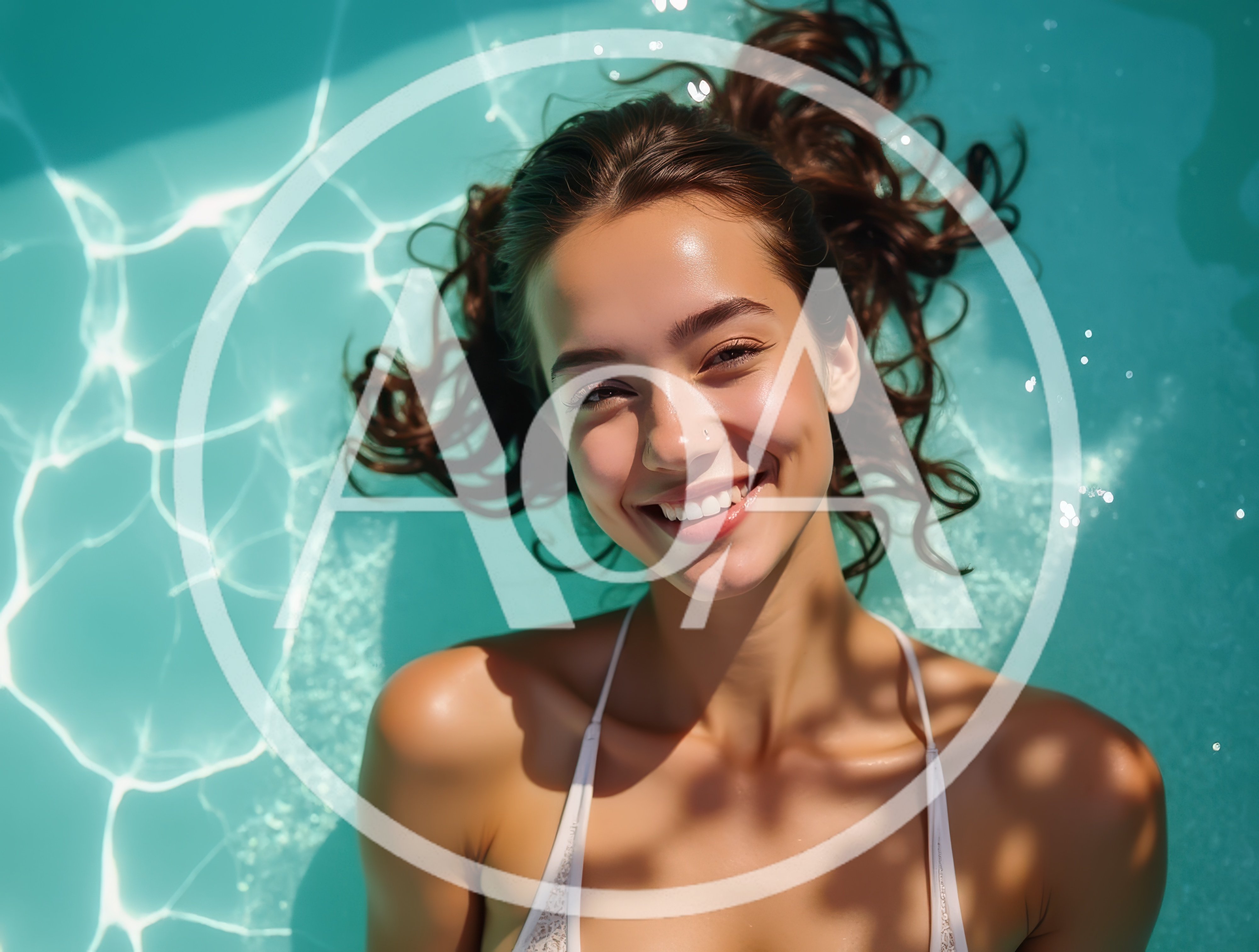 Young Woman Smiling While Floating In A Swimming Pool