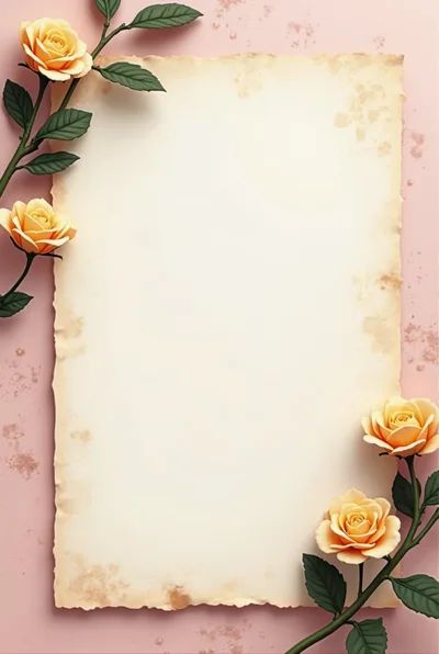 Vintage Parchment Paper With Yellow Roses