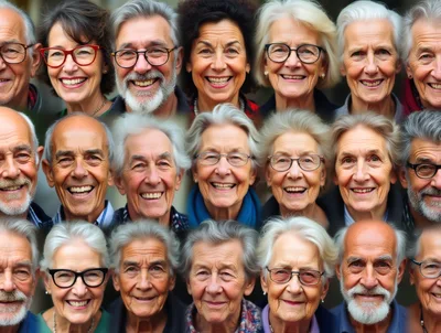 Collage Of Diverse Smiling Senior Citizens