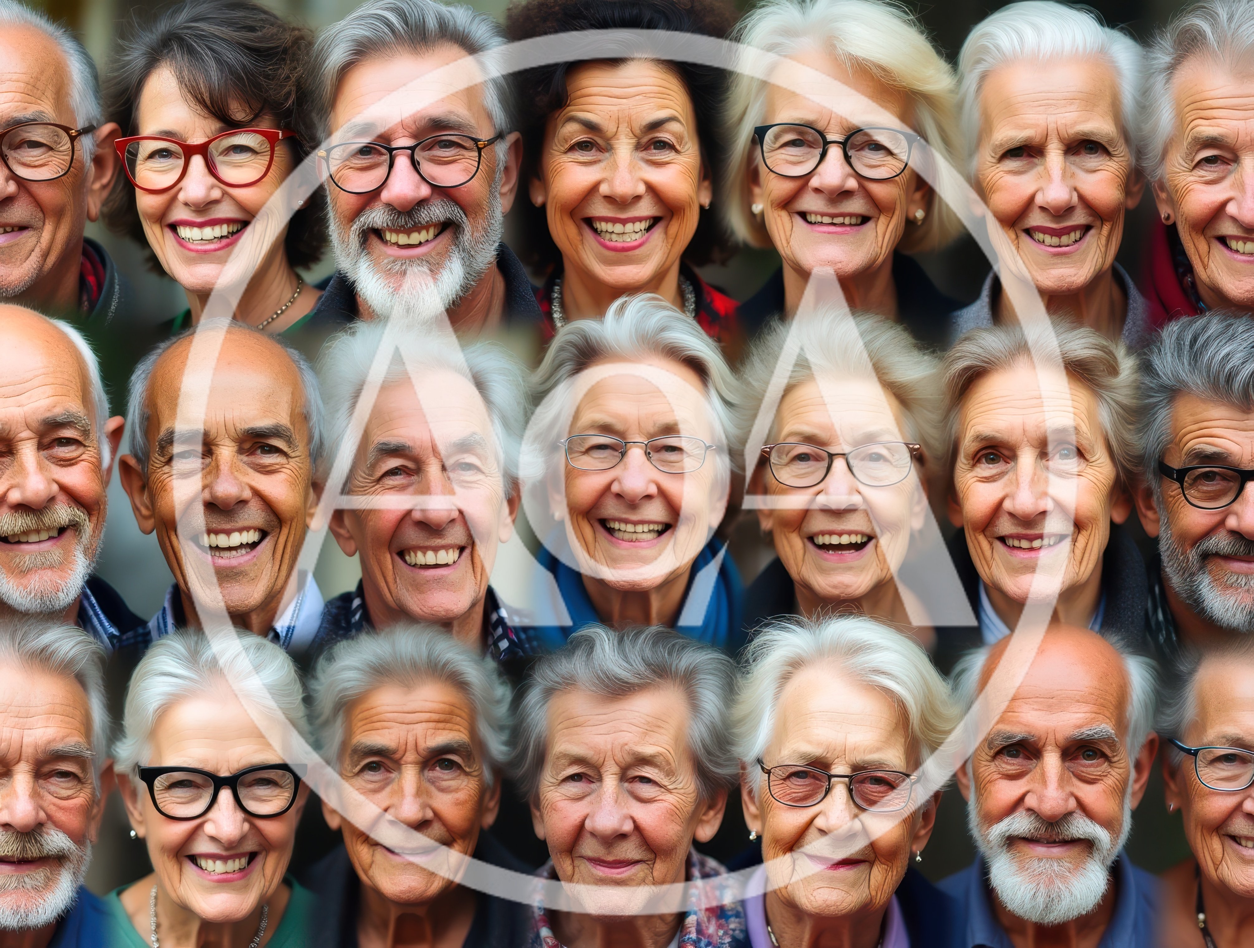 Collage Of Diverse Smiling Senior Citizens