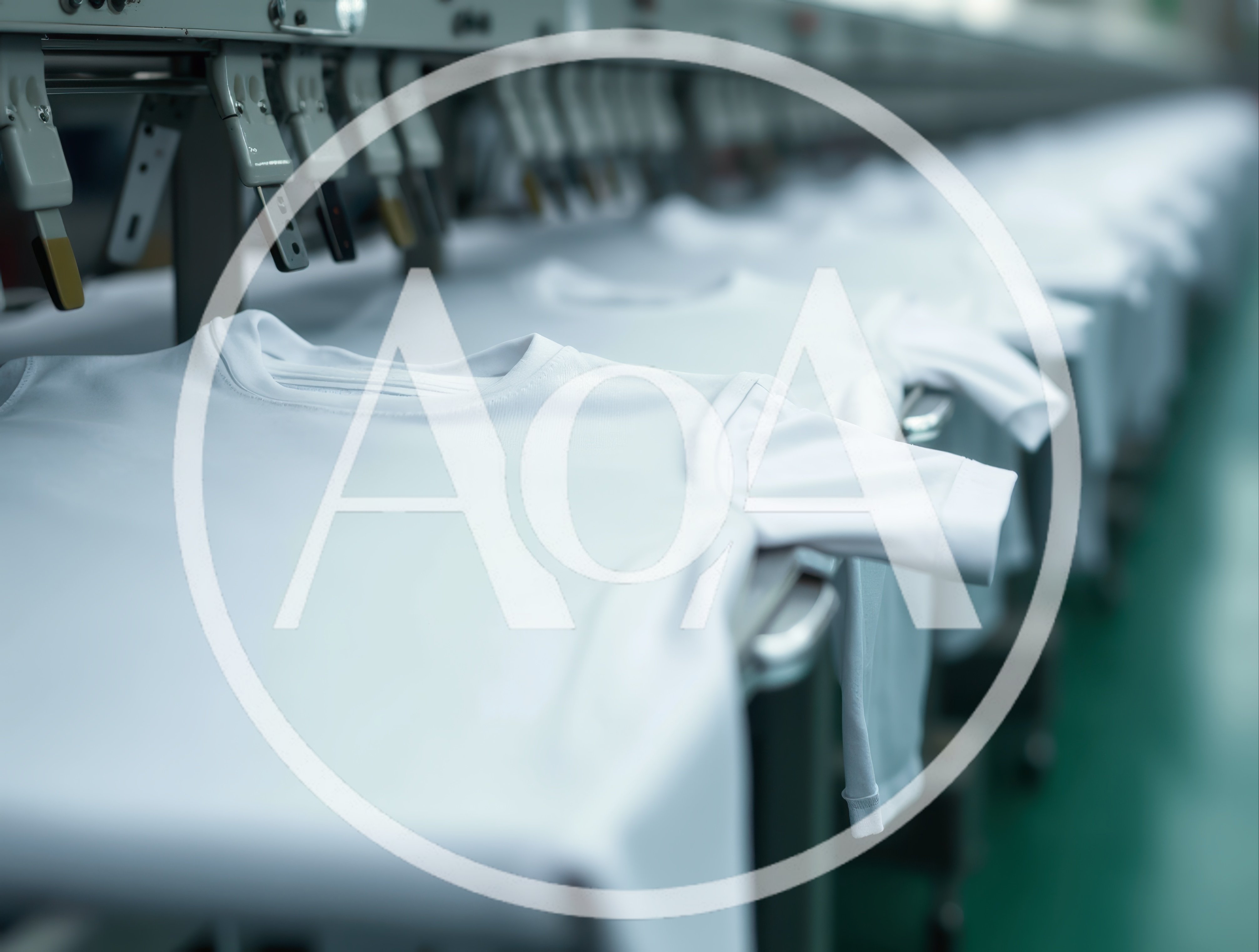 Industrial Embroidery Machine Processing White T-Shirts