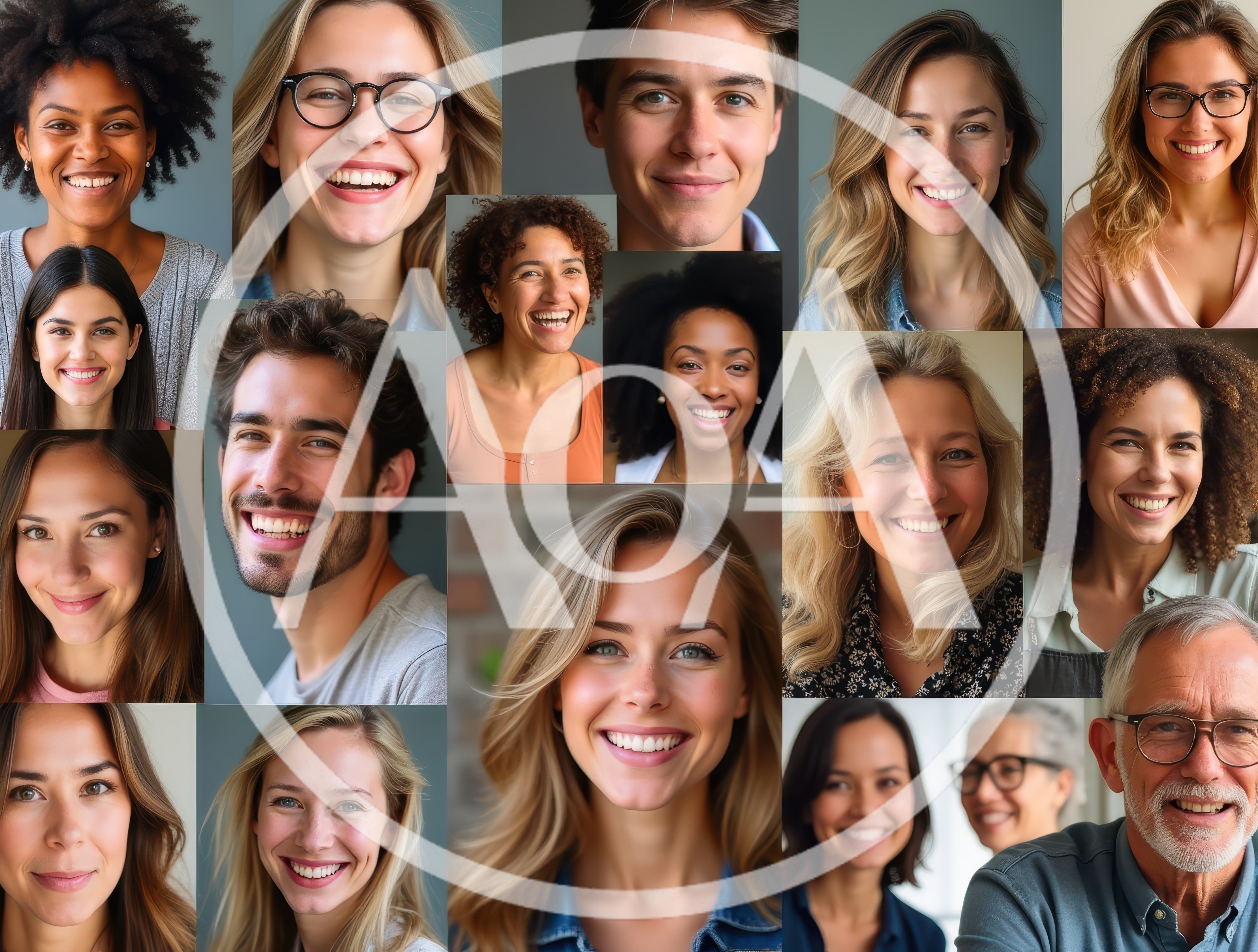 Diverse Group Of Smiling People Portraits Collage