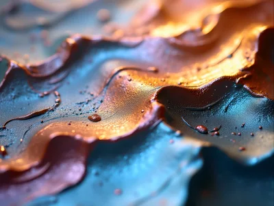 Abstract Macro Texture Of Swirling Metallic Paint