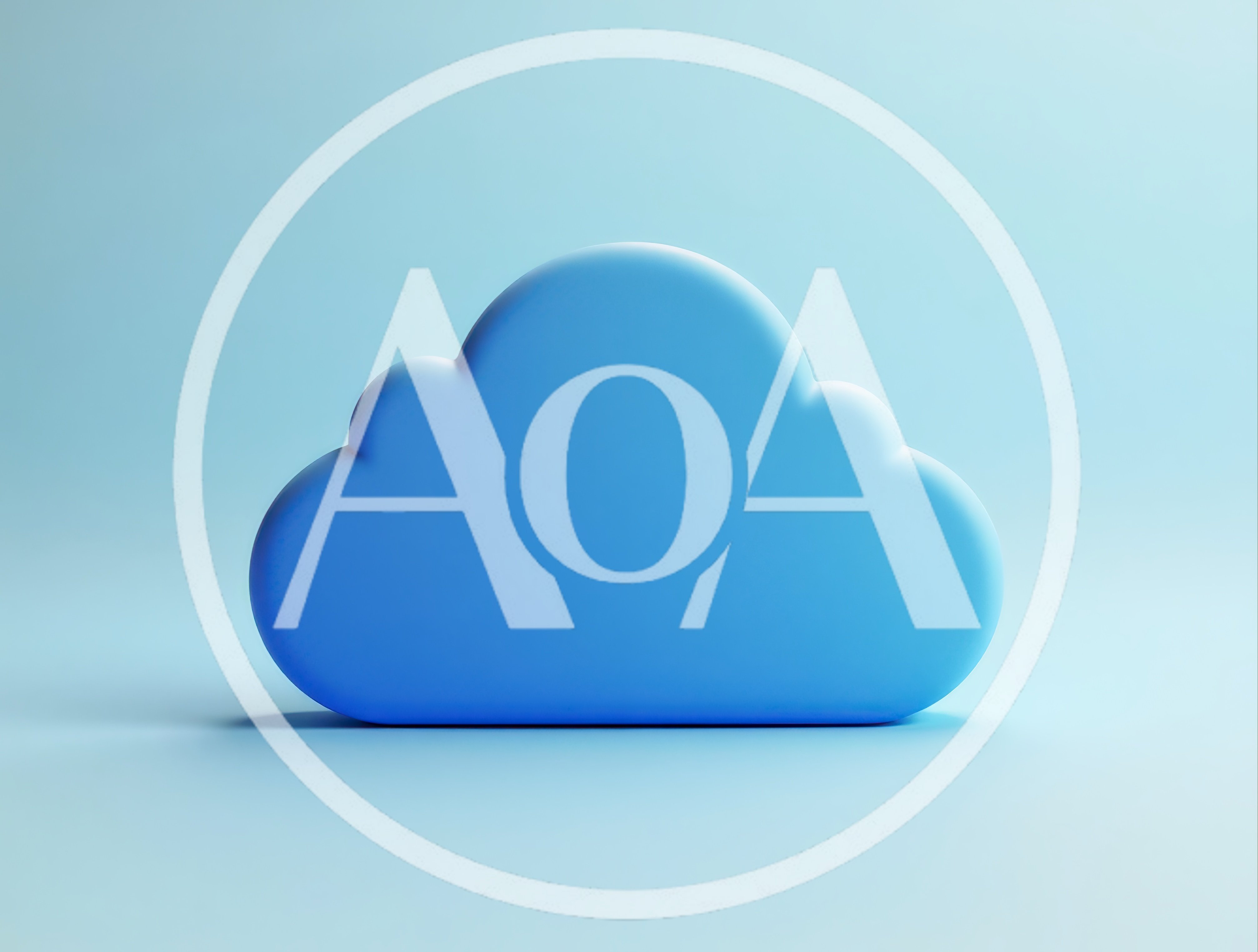3D Rendered Blue Cloud Icon On Light Blue Background