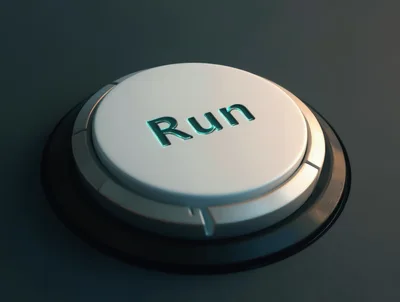 Close Up Of A Futuristic Run Button