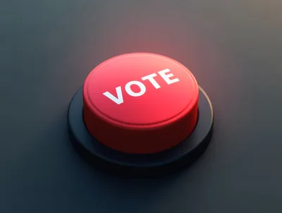 Red Push Button With Vote Text