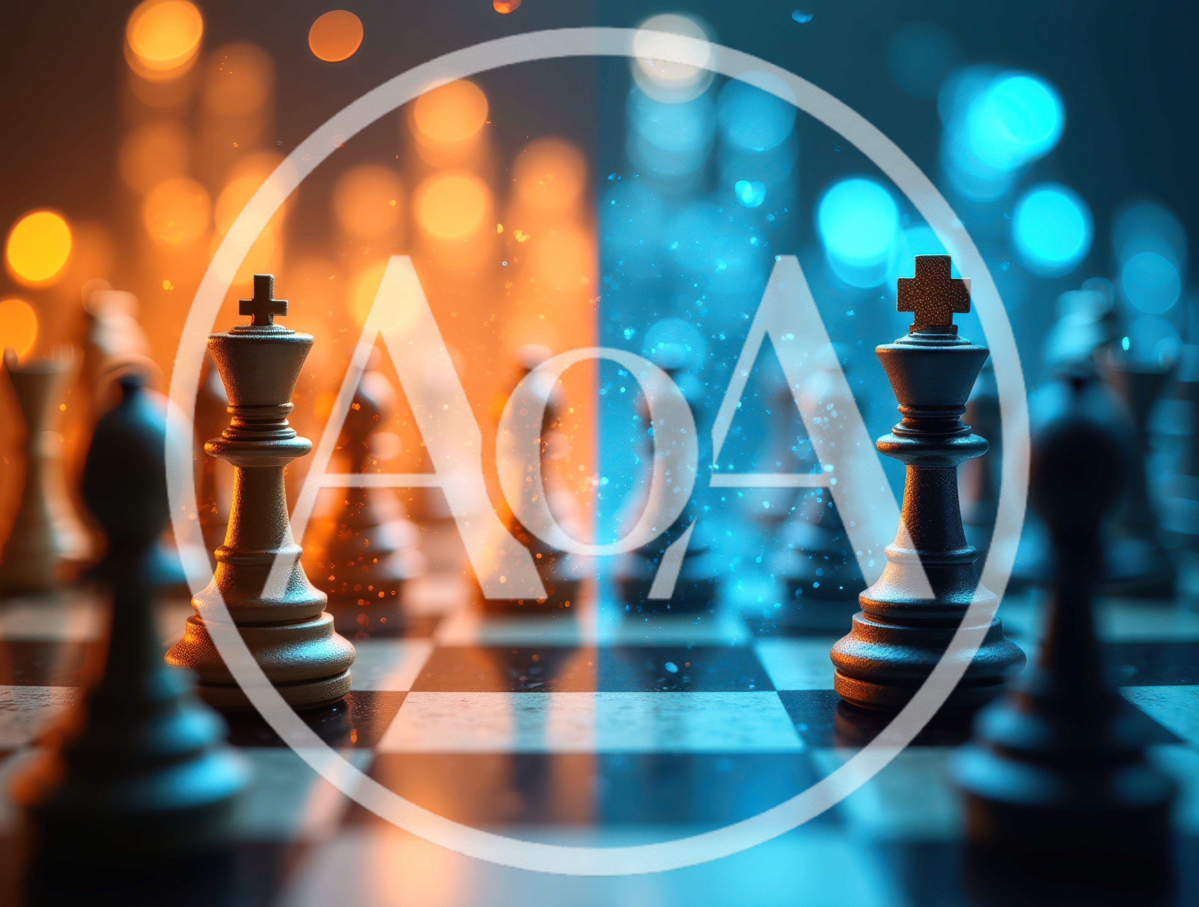 Two Chess Kings Facing Off on a Glowing Board