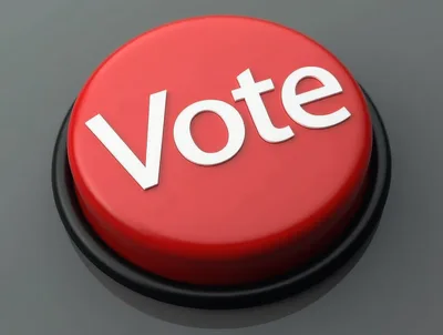 Red Vote Button With White Text