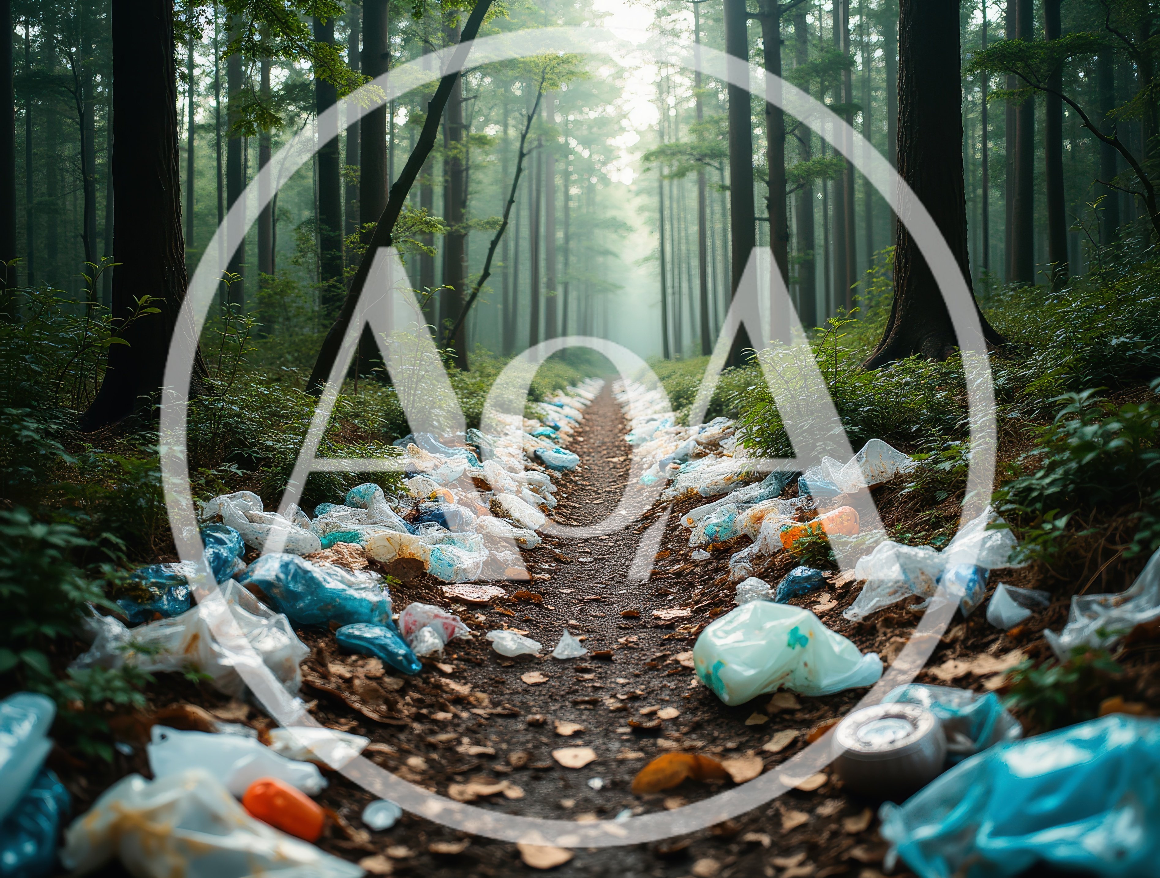 Plastic Waste Polluting A Serene Forest Path