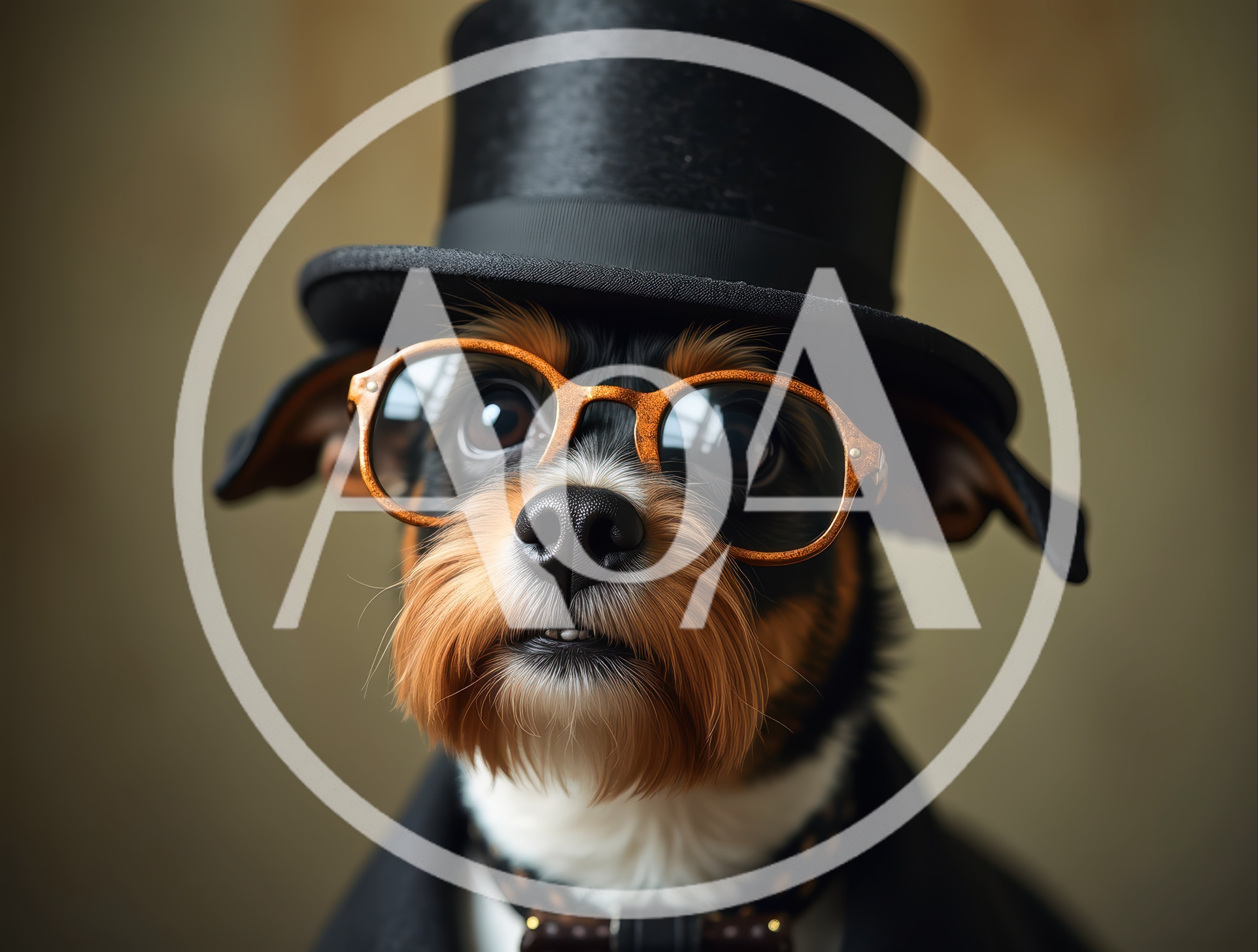 Portrait Of A Dapper Dog Wearing A Top Hat