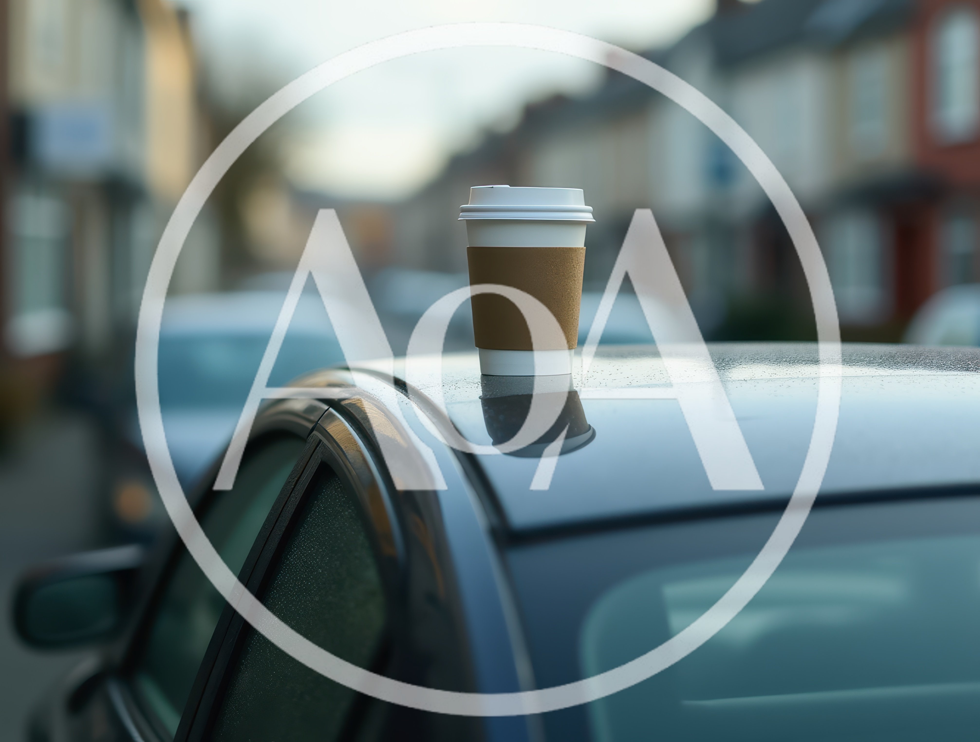 Disposable Coffee Cup Left On Car Roof