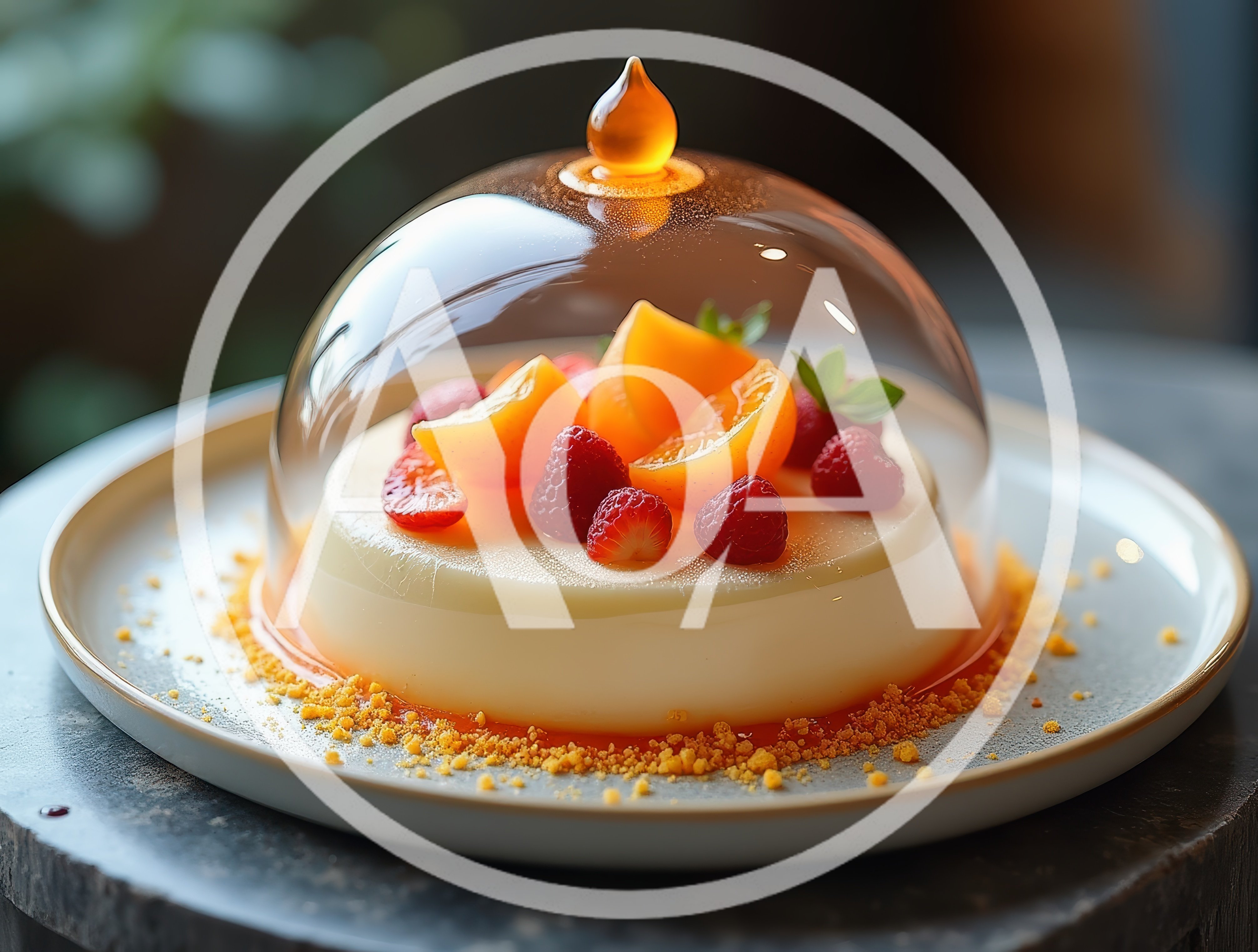 Panna Cotta Dessert Under Glass Cloche