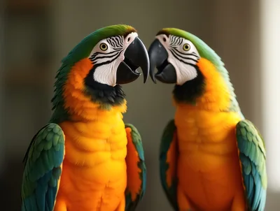 Two Vibrant Macaws Facing Each Other