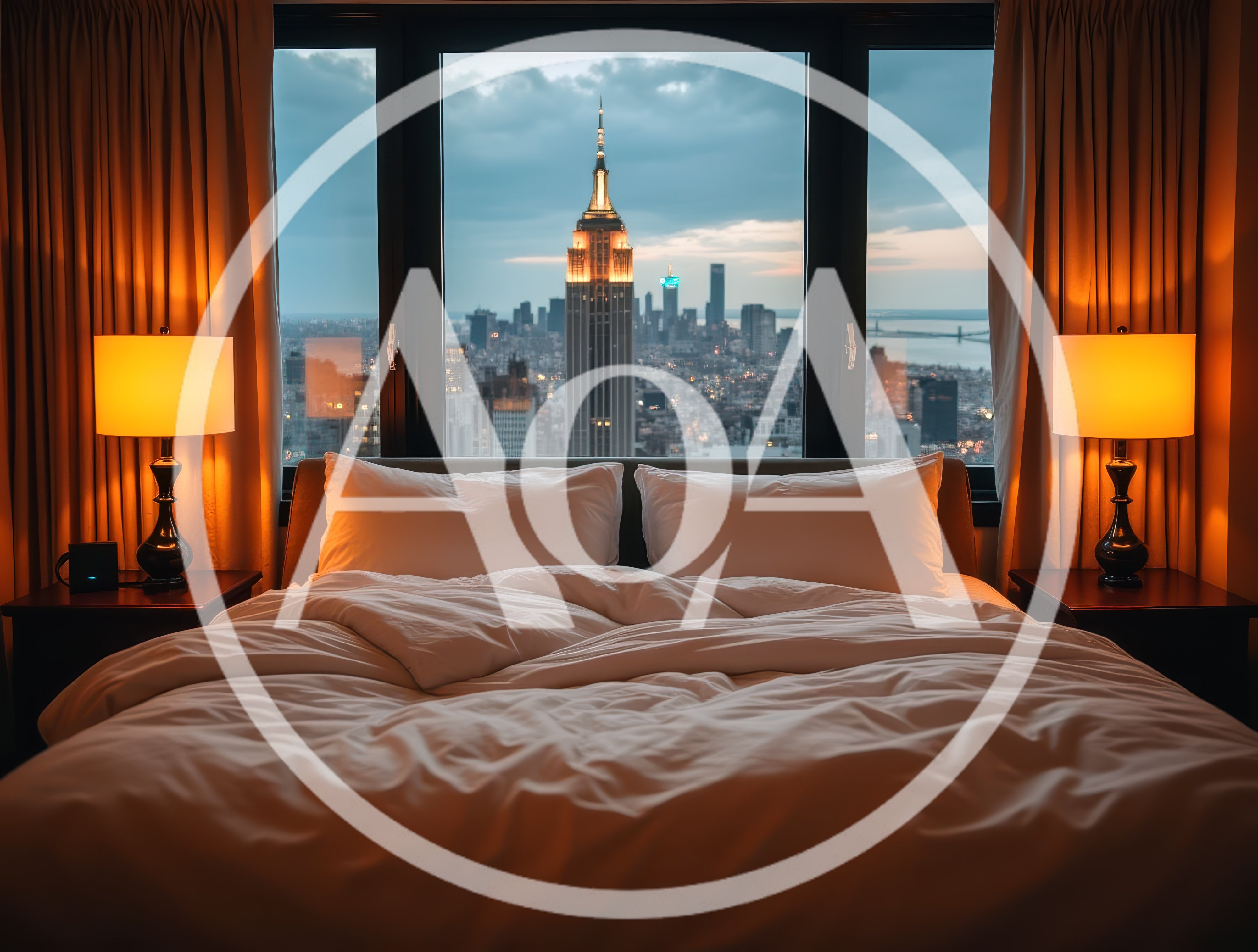 Luxury Hotel Bedroom With Empire State Building View