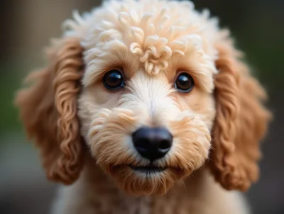 Close Up Portrait Of A Cute Goldendoodle Puppy
