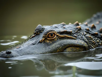 Close Up Of An American Alligator In Water