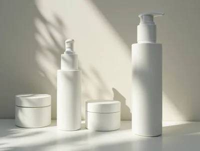 Minimalist White Cosmetic Bottles and Jars