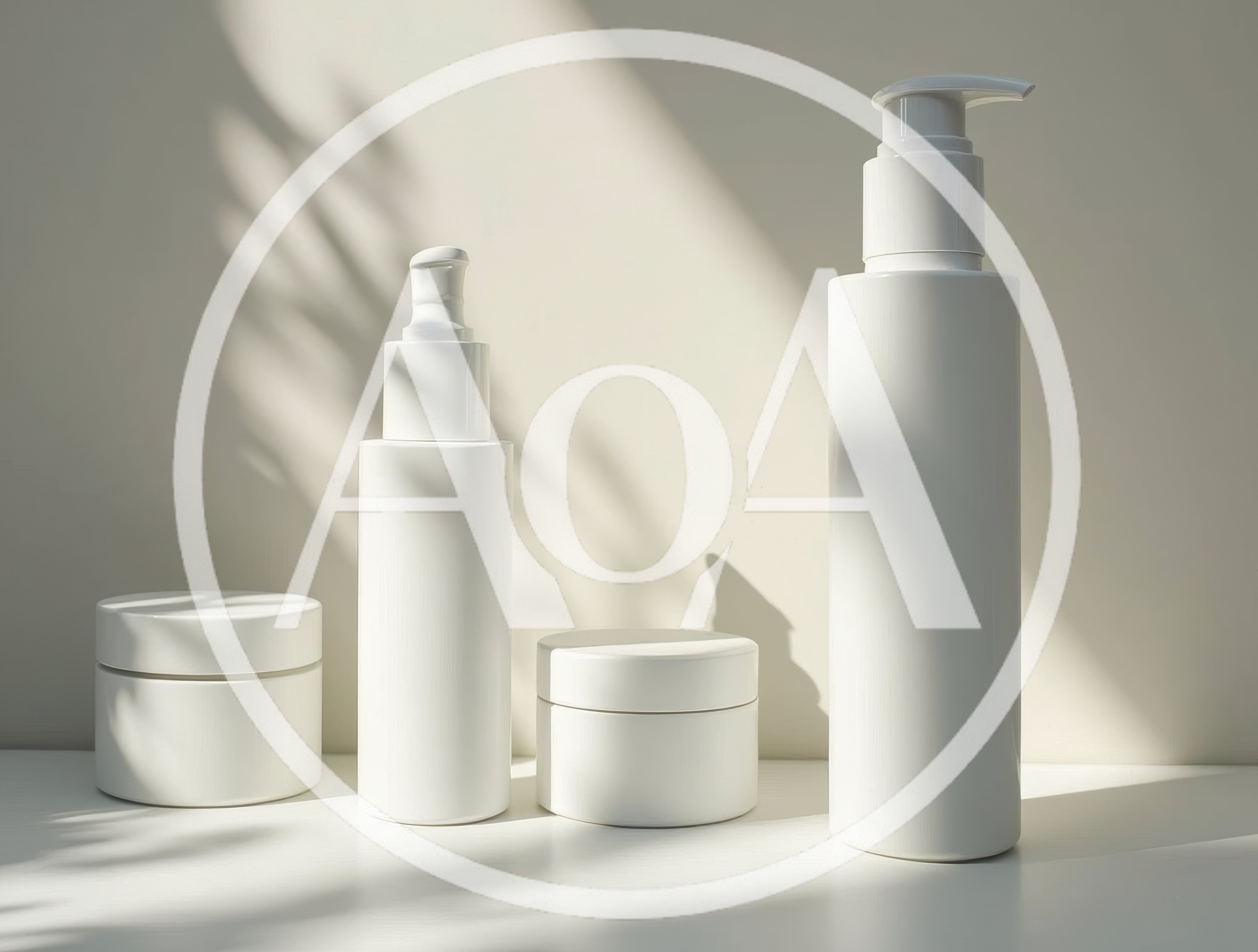 Minimalist White Cosmetic Bottles and Jars