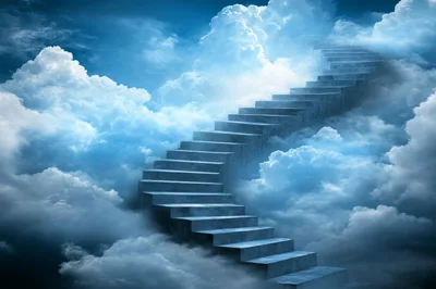 Stone Staircase Leading Into Heavenly Clouds