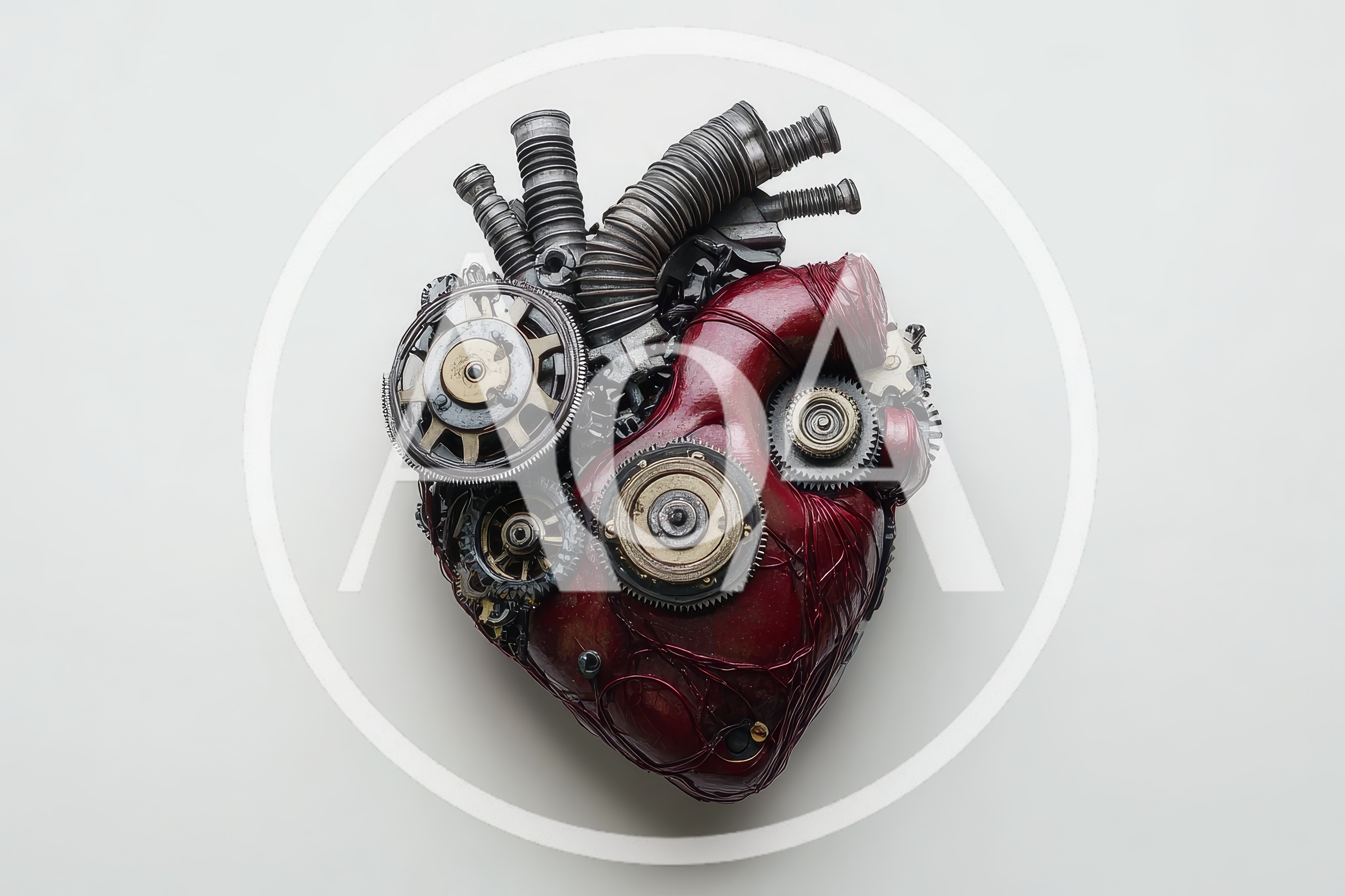 Steampunk Mechanical Heart Sculpture On White Background