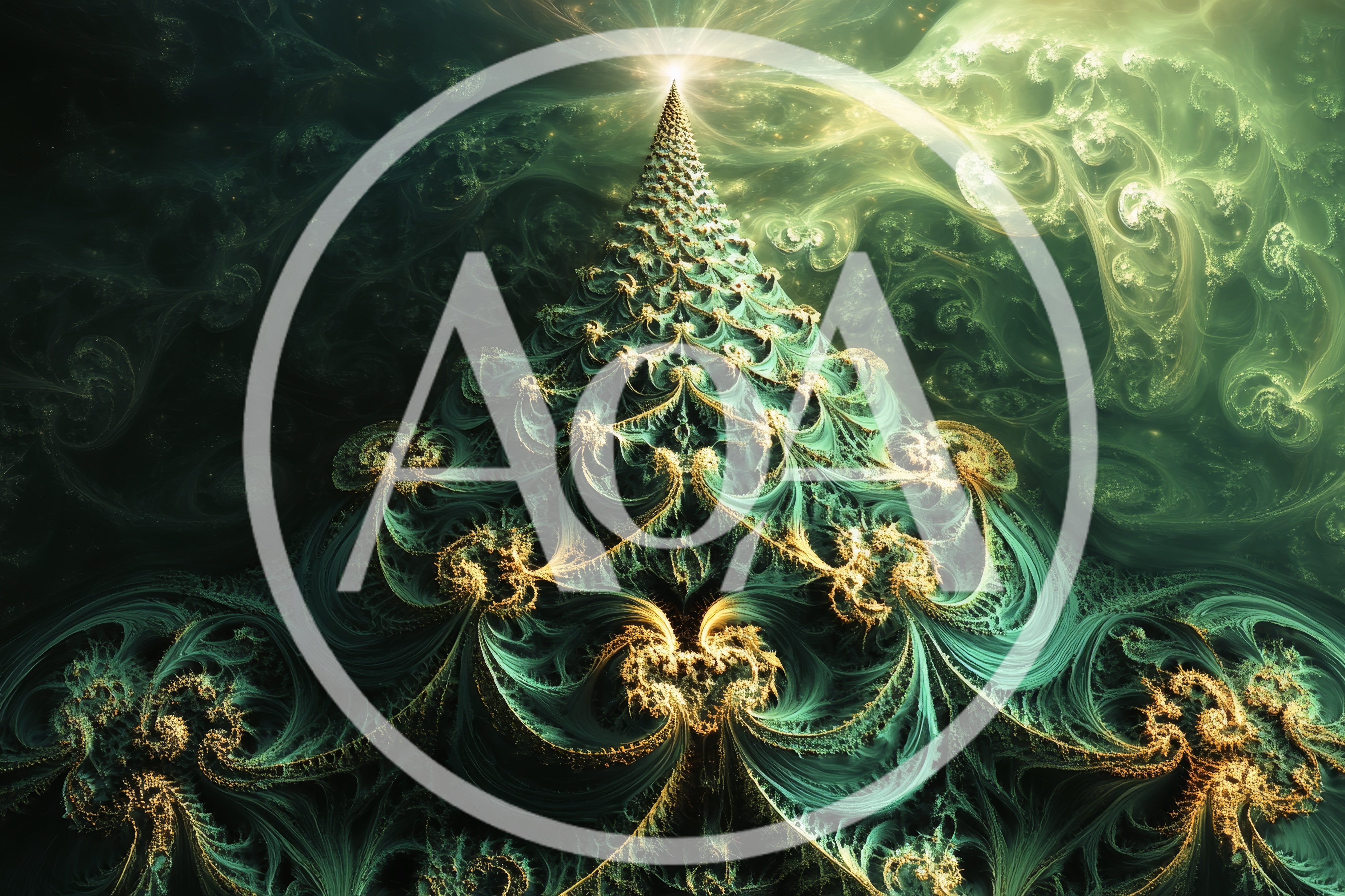Fractal Christmas Tree With Glowing Cosmic Background