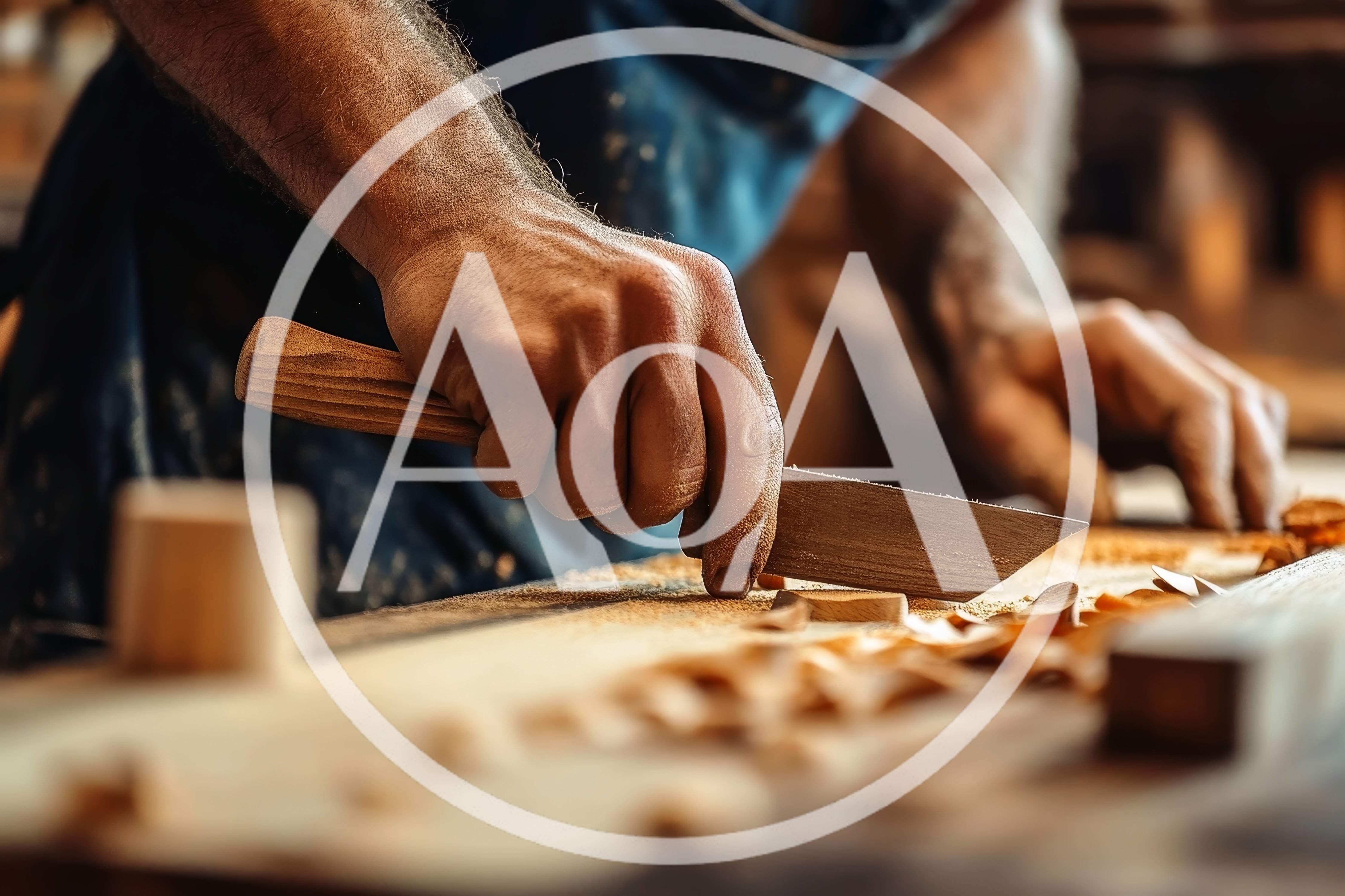 Close Up Of A Woodworker Carving A Wooden Plank