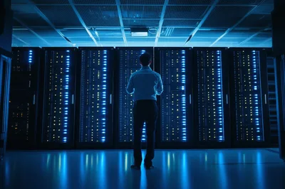 IT Professional Monitoring Server Racks in Data Center