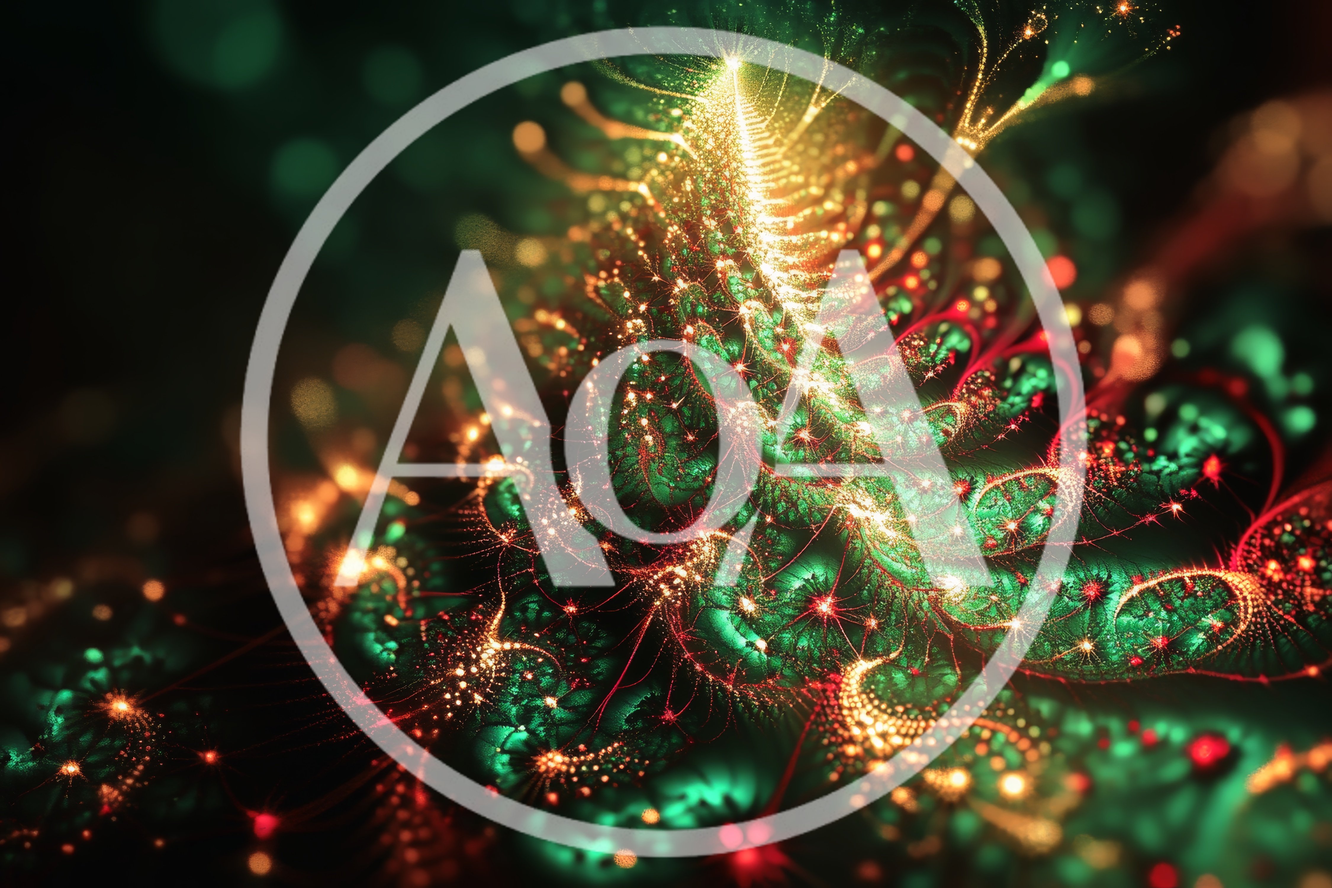 Abstract Fractal Christmas Tree With Glowing Golden Lights