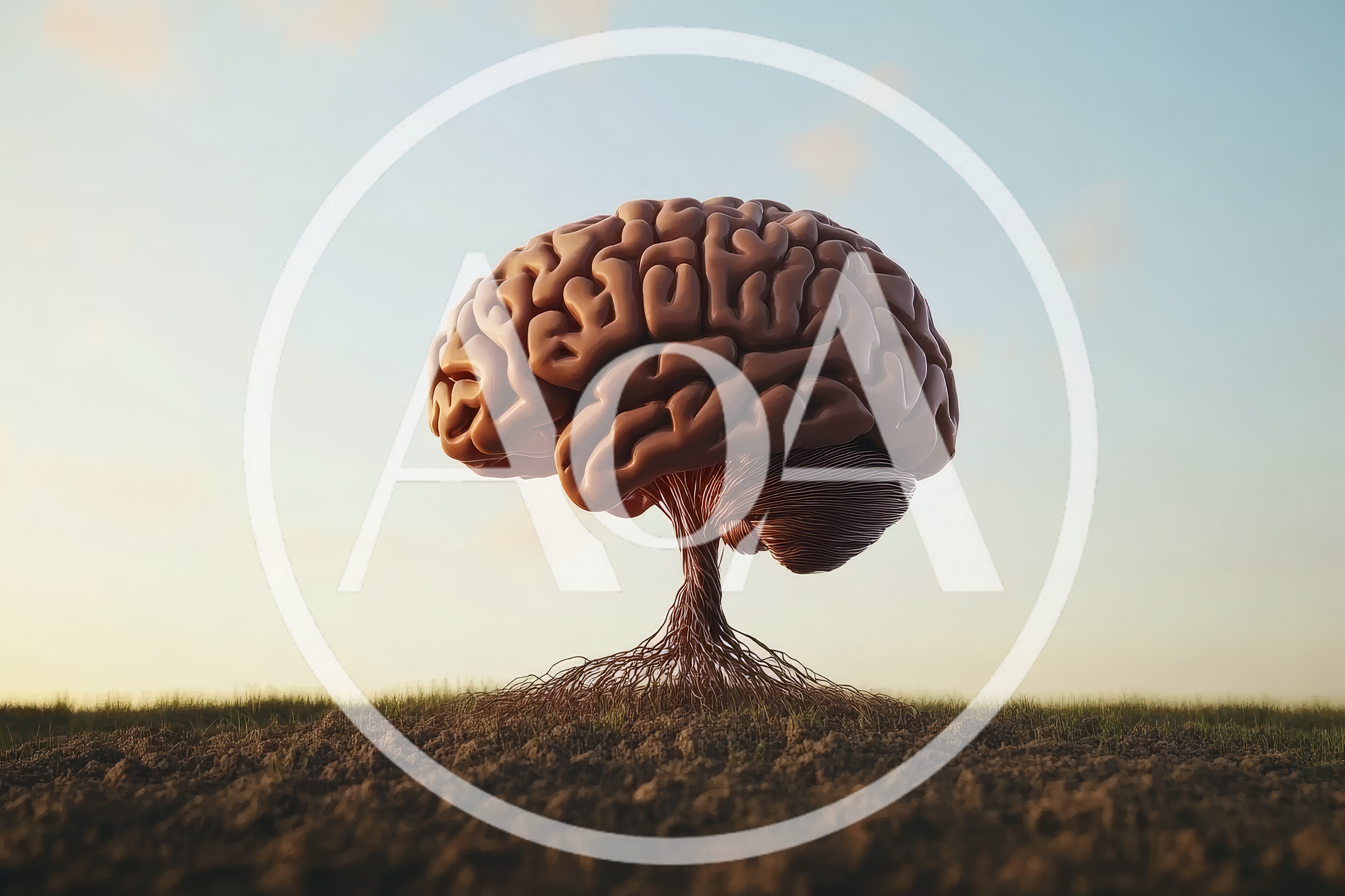 Surreal Brain Tree Growing From Dry Earth