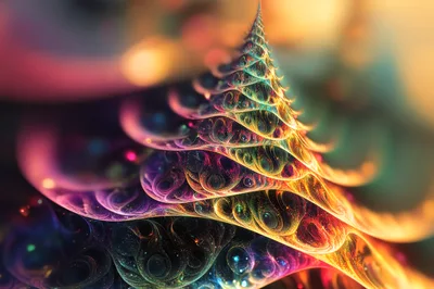 Abstract Fractal Spiral With Vibrant Iridescent Colors