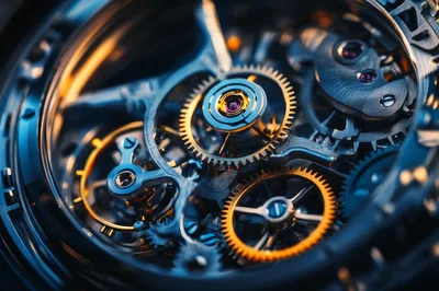 Macro View Of Intricate Mechanical Watch Movement