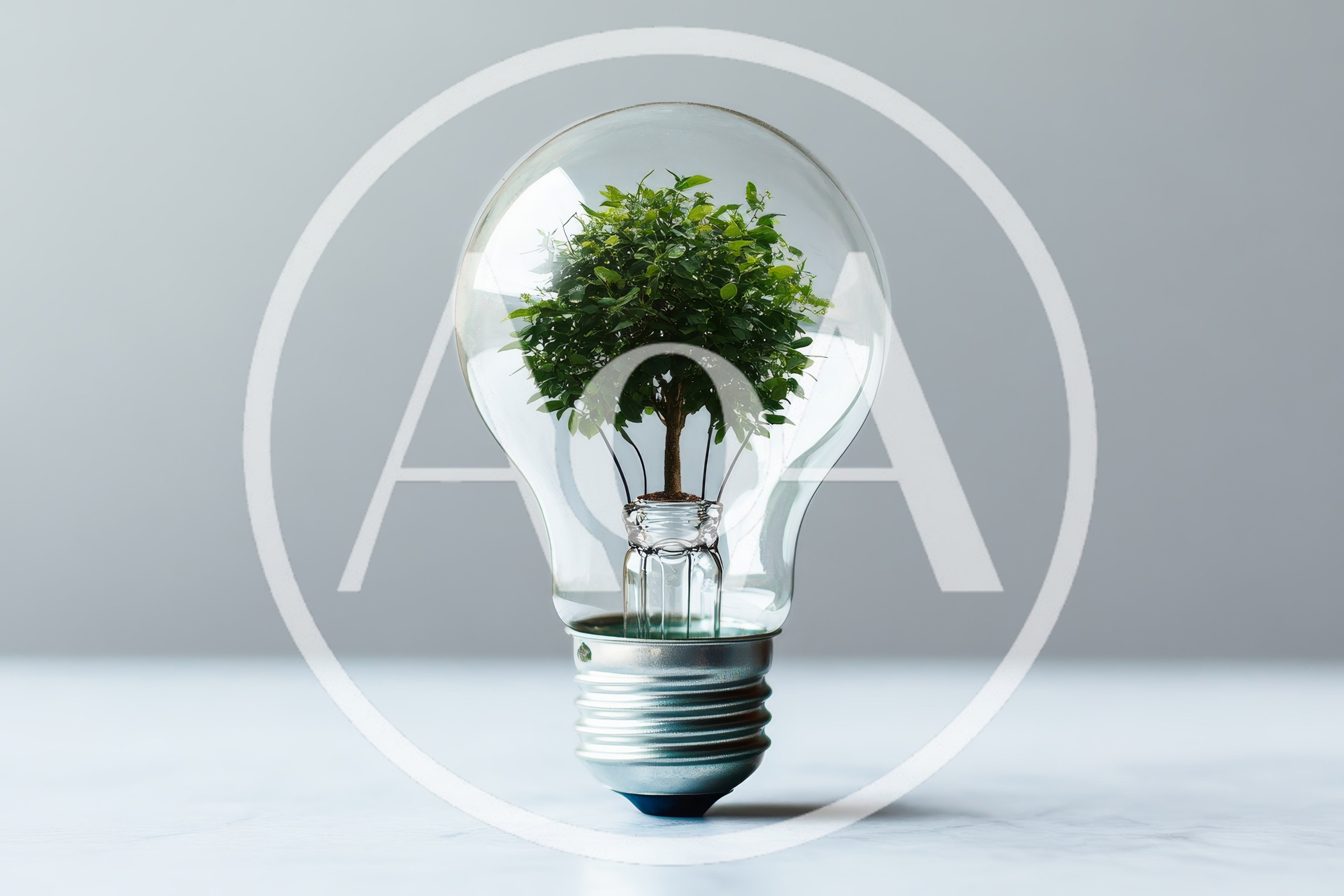 Small Green Tree Growing Inside A Light Bulb