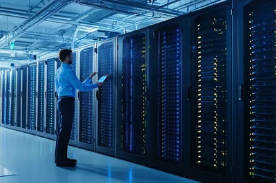 IT Technician Working in a Modern Data Center