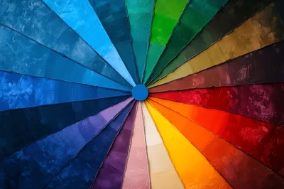 Abstract Color Wheel With Textured Paint Swatches