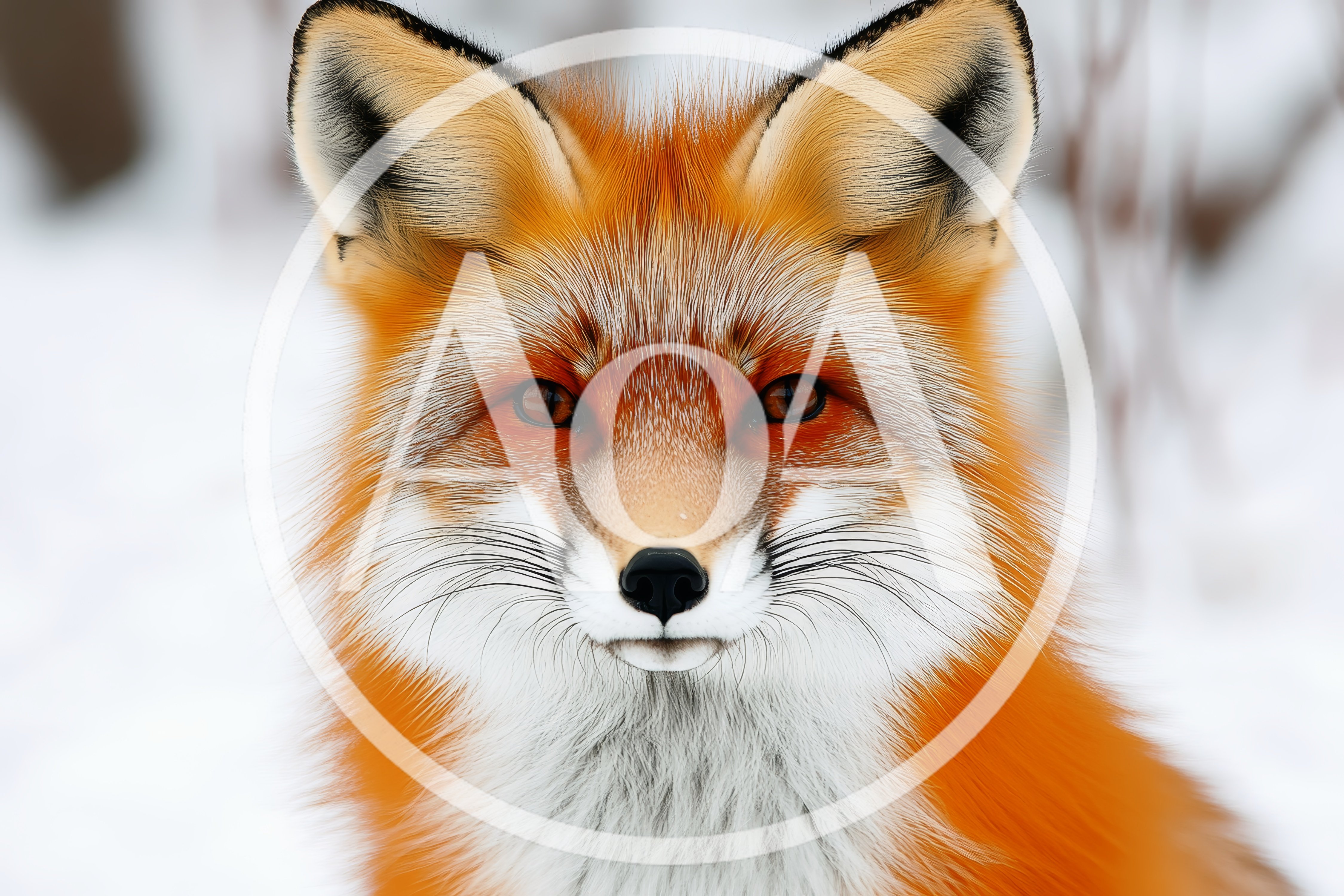Close Up Portrait Of A Red Fox In Winter