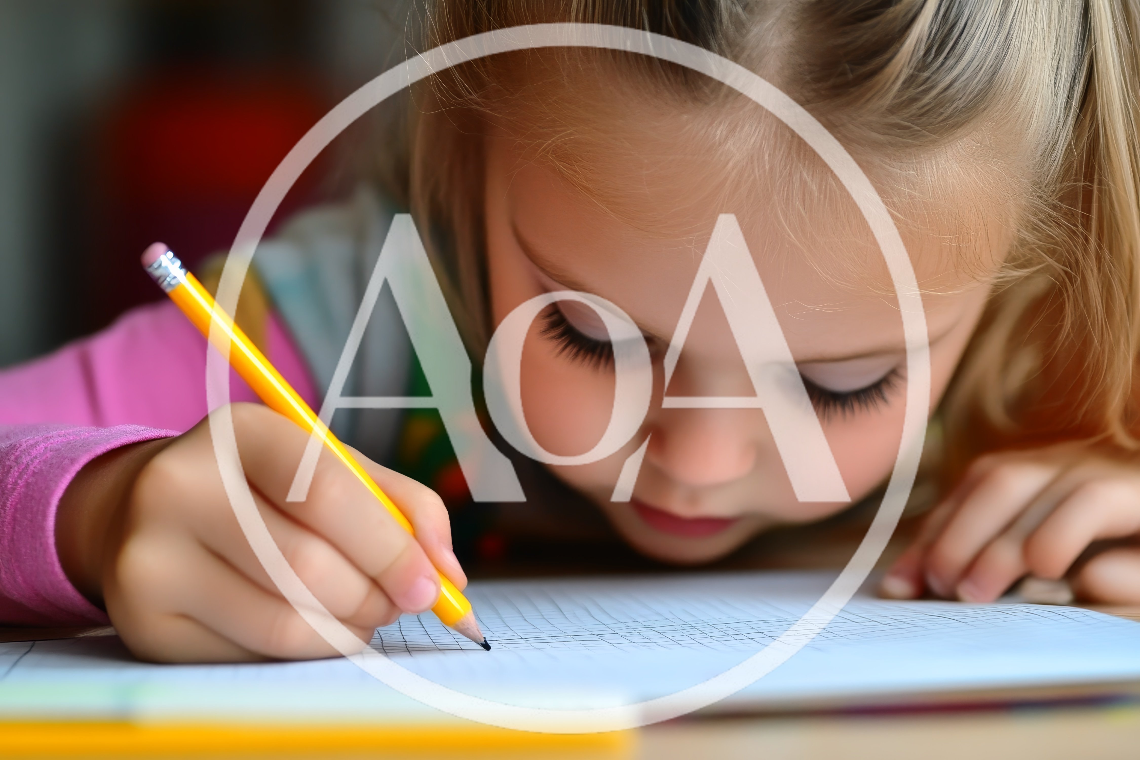 Young Girl Concentrating While Writing In A Notebook