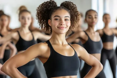 Young Female Dancers Posing In A Dance Studio