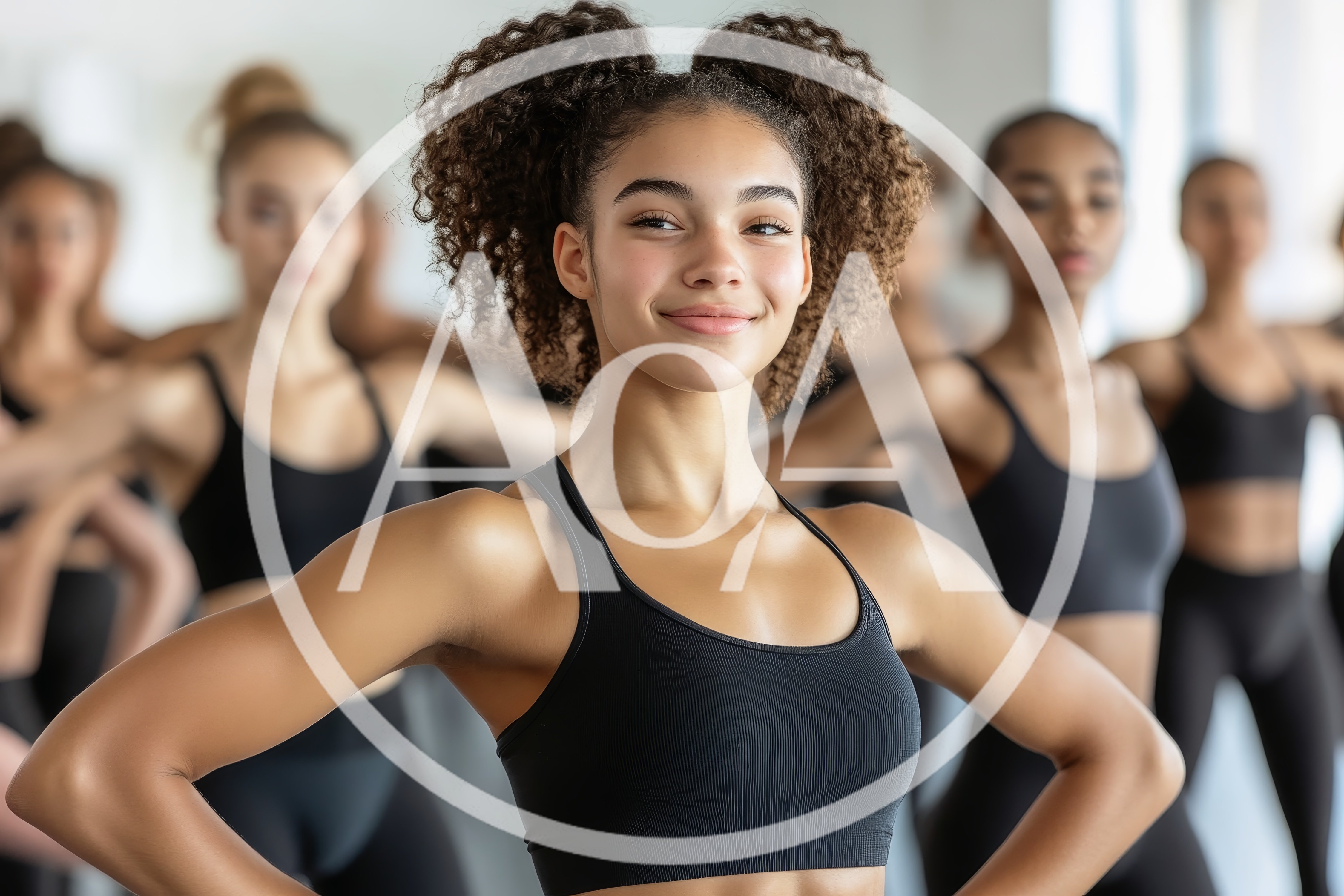 Young Female Dancers Posing In A Dance Studio