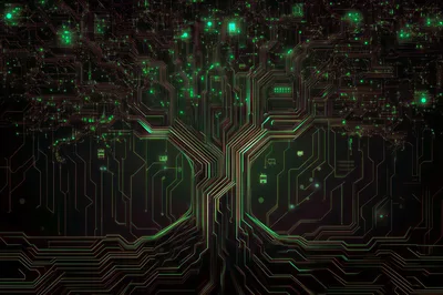 Digital Circuit Board Tree Abstract Technology Background