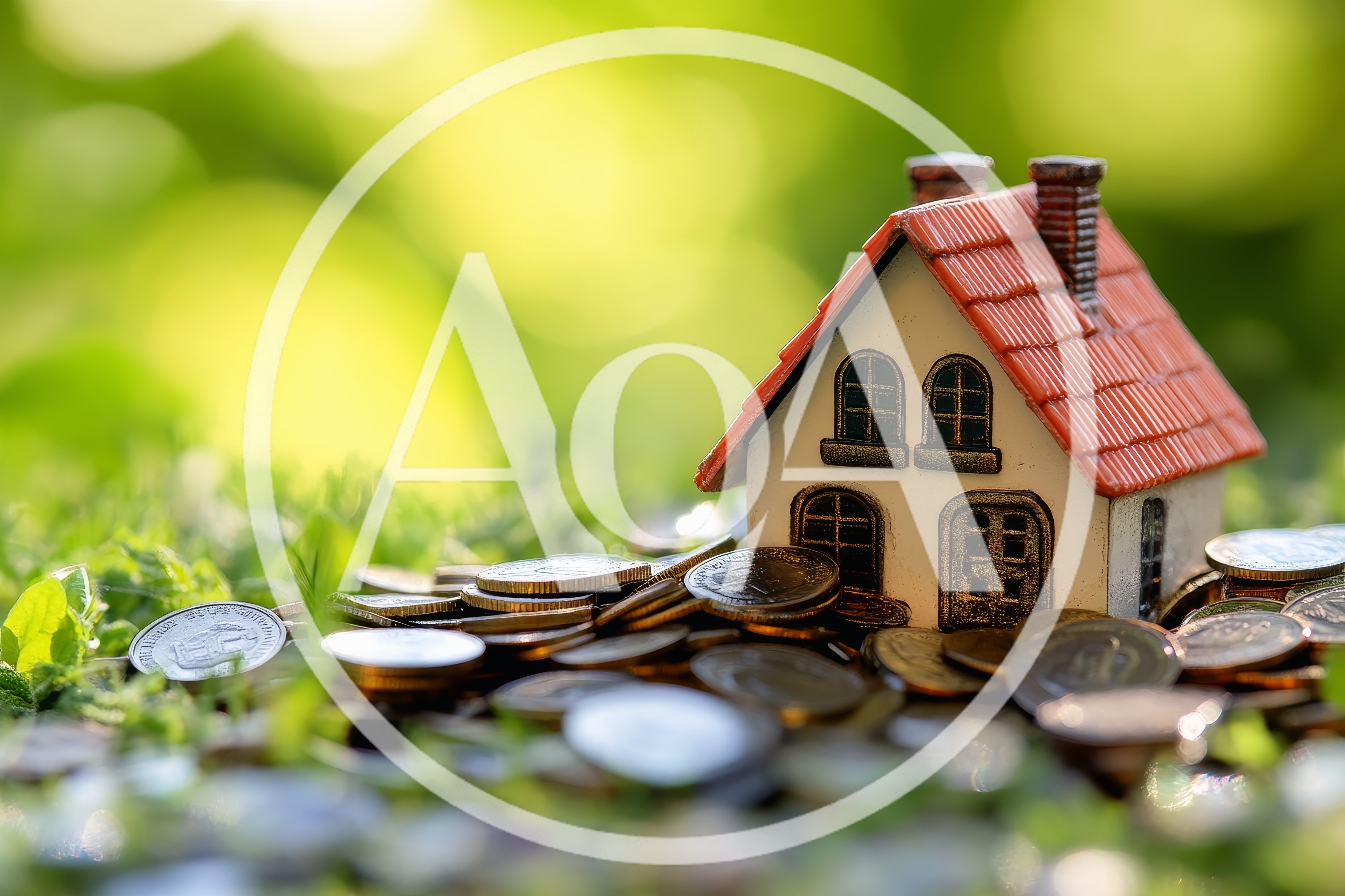 Miniature House Model Resting On A Pile Of Coins