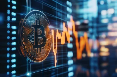 Bitcoin Cryptocurrency Coin Over Financial Market Data Chart