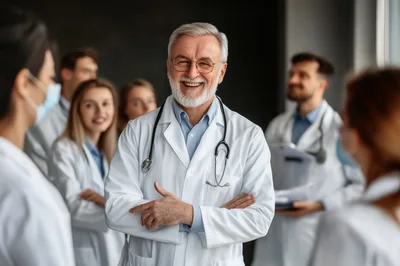 Senior Doctor Leading Medical Team Meeting