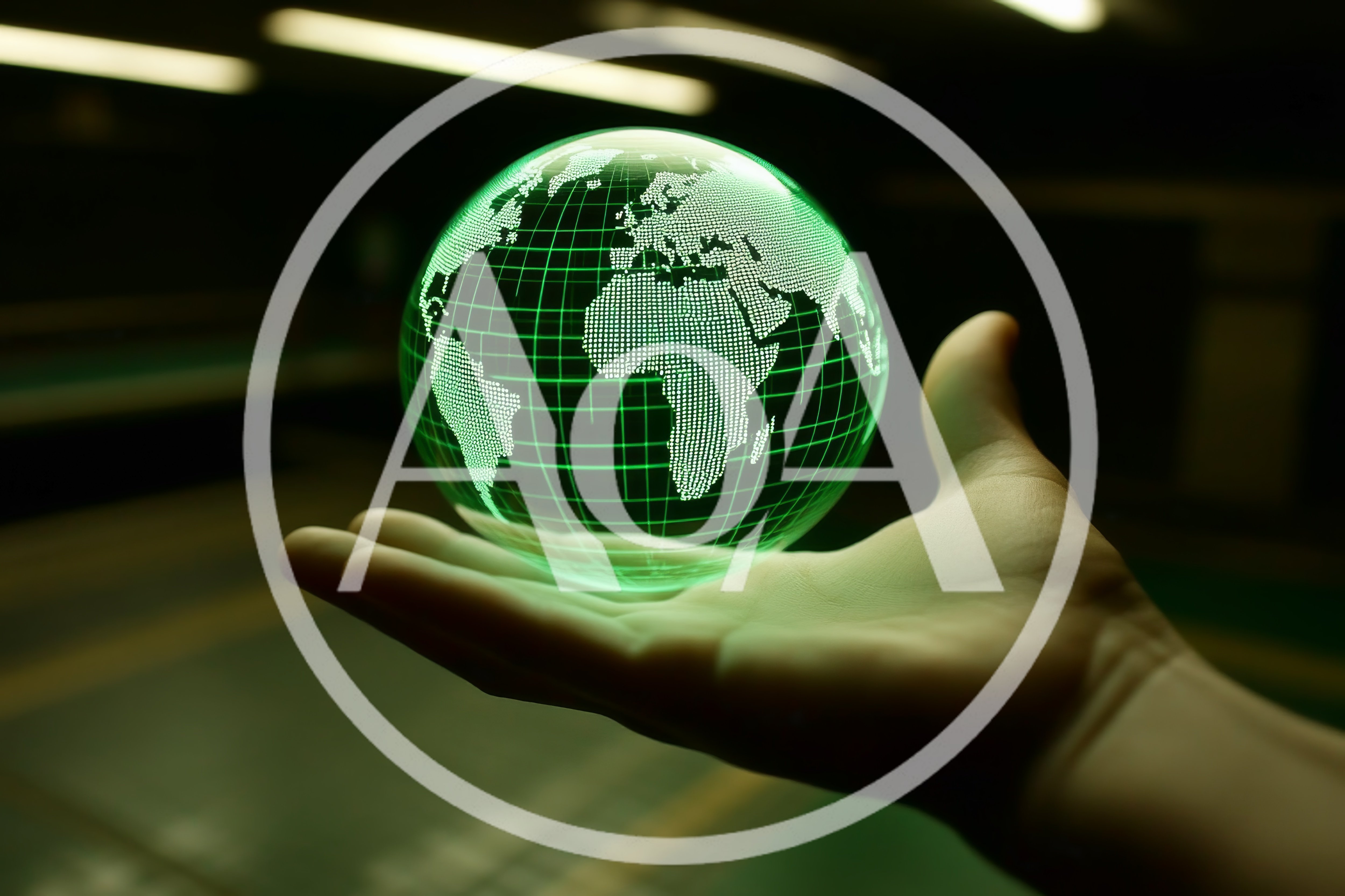 Hand Holding A Glowing Digital Holographic Earth Globe